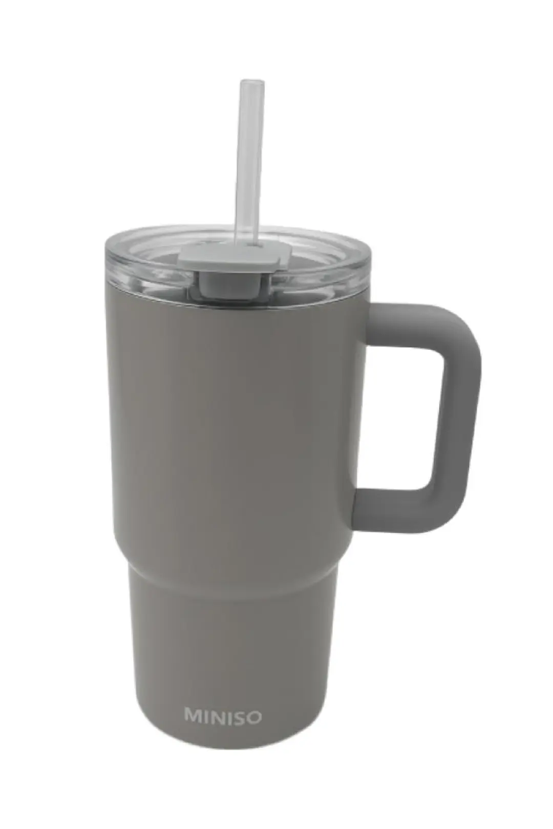 Düz Renk Pipetli Çift Duvarlı Çelik Termos 550 mL (Gri)
