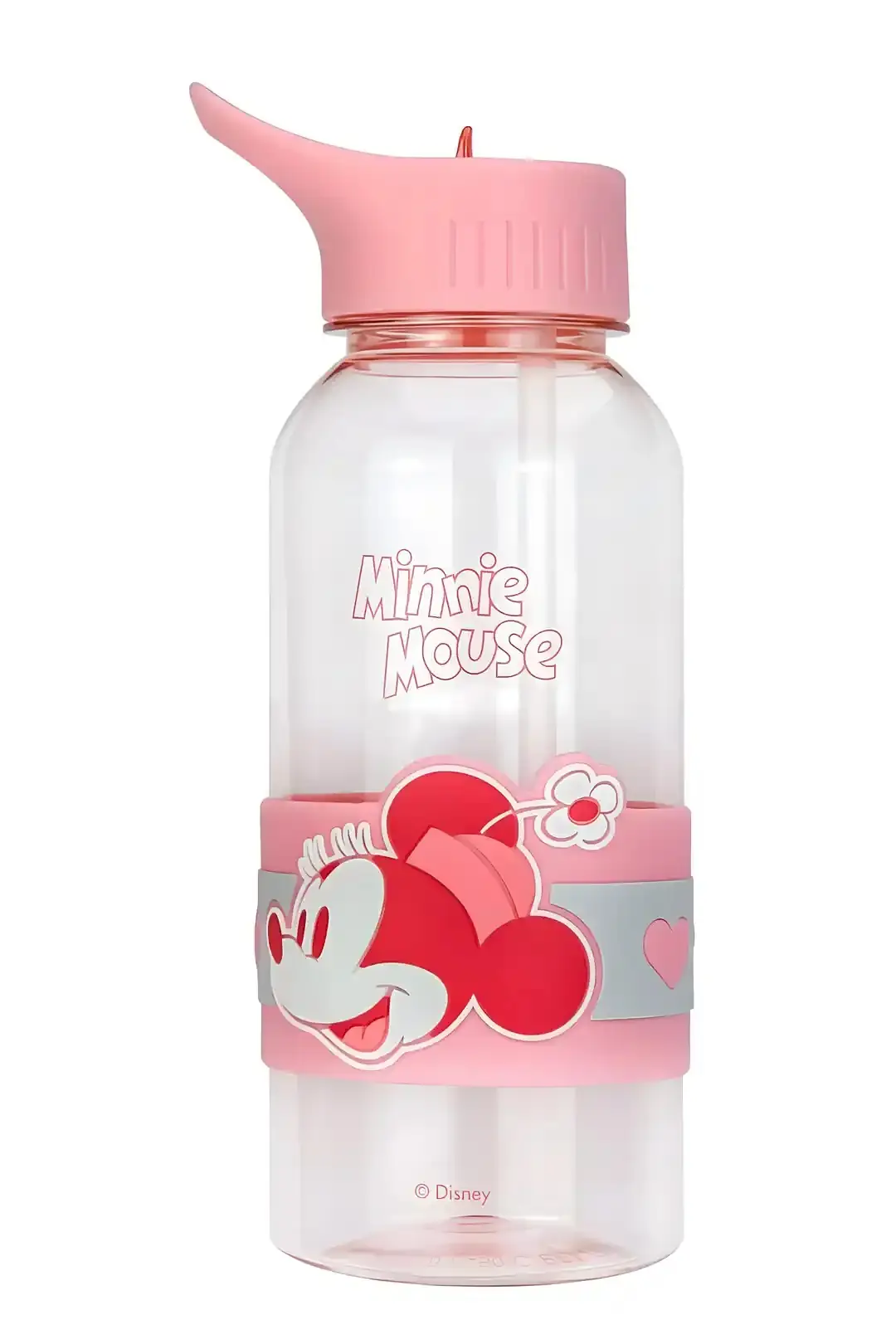 Disney Minnie Mouse Lisanslı Pipetli ve Kapaklı Plastik Suluk 1 L - Sızdırmaz Kapaklı Matara