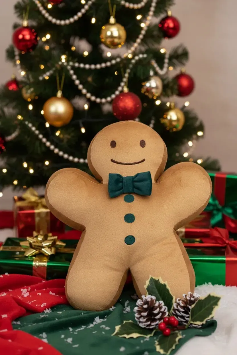 Gingerbread Peluş Bebek – Noel Temalı Yumuşak Zencefilli Kurabiye Adam Oyuncak 38 Cm