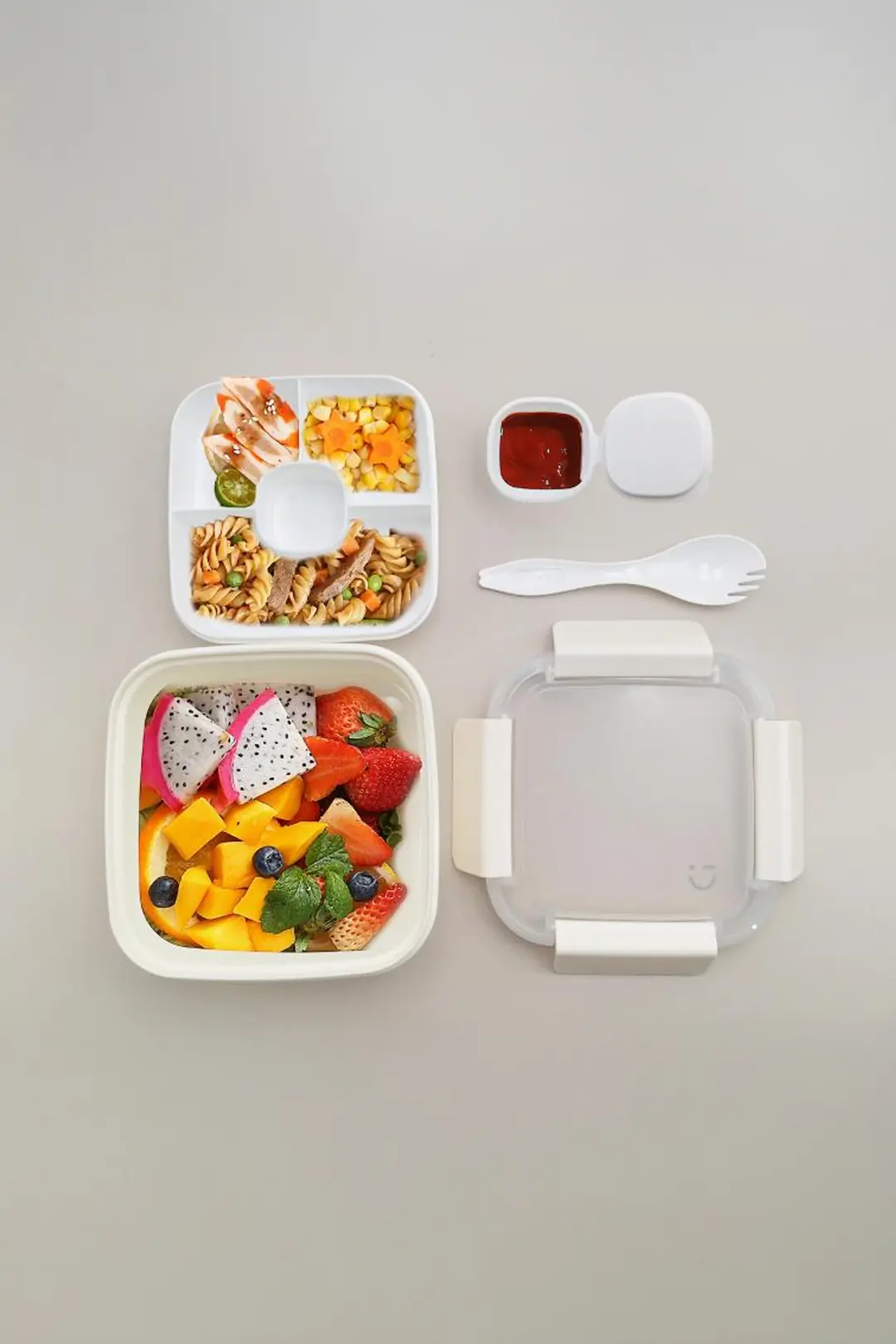 Miniso Lisanslı Graceful 2 Bölmeli Salata Kabı Bej 1.1 L