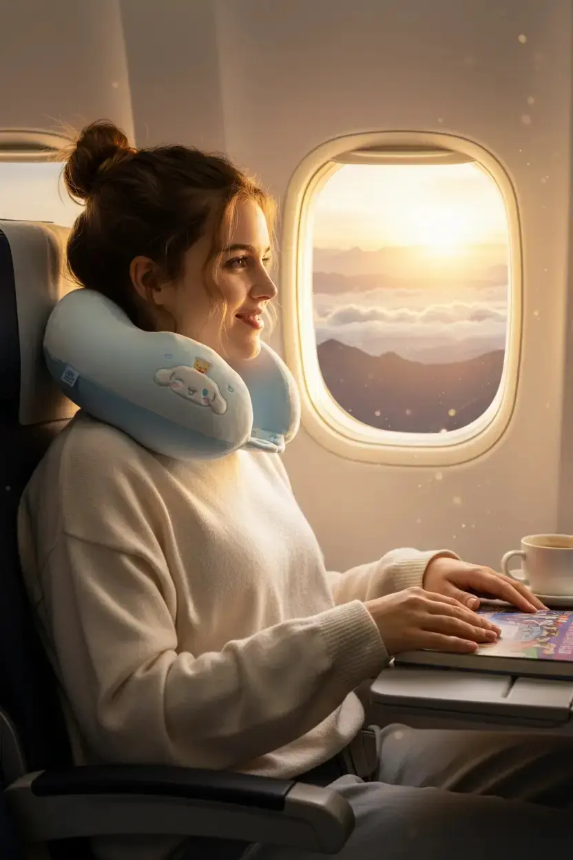 Sanrio Lisanslı Cinnamoroll Hafızalı Boyun Yastığı – Ergonomik Destekli Yumuşak Seyahat Yastığı