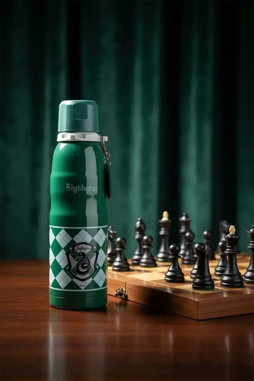 Harry Potter Lisanslı Slytherin Charmlı Termos – 304 Paslanmaz Çelik Sızdırmaz Su Termosu 600 ML