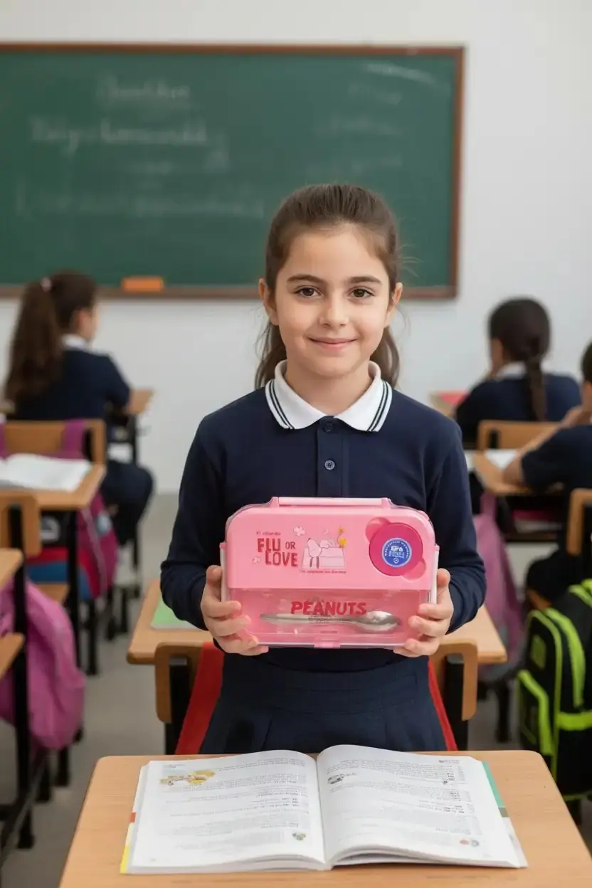 Snoopy Lisanslı Pembe Serisi Beslenme Çantası – Sızdırmaz Kilitli Beslenme Kutusu 1300mL 23.5 Cm