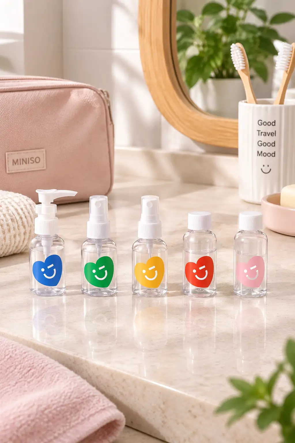 Miniso Lisanslı Minigo Mx018 Seyahat Şişe Seti Çoklu Kozmetik Taşıma Kiti 18 Cm