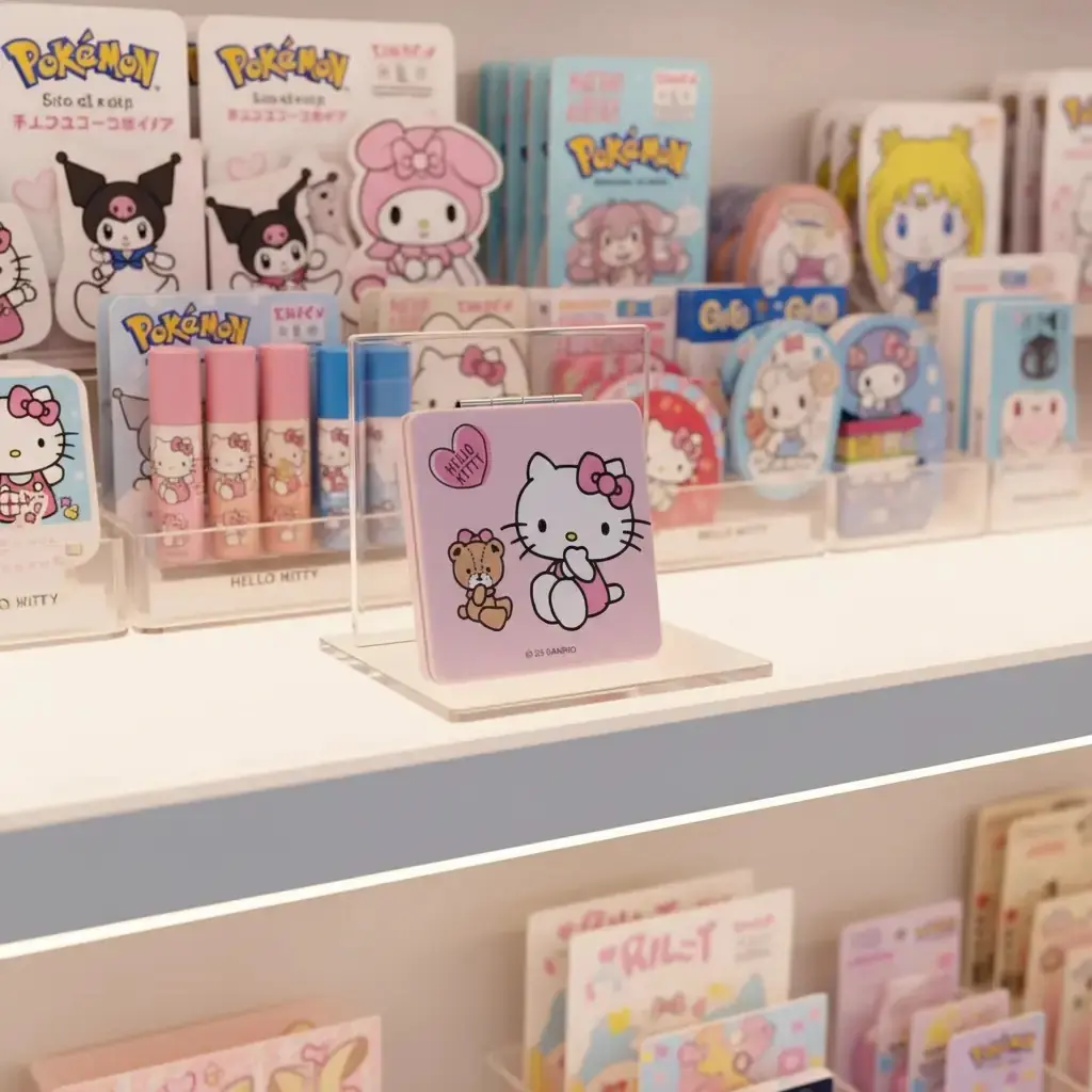 Sanrio Lisanslı Hello Kitty Çift Taraflı Katlanabilir Kompakt Makyaj Aynası