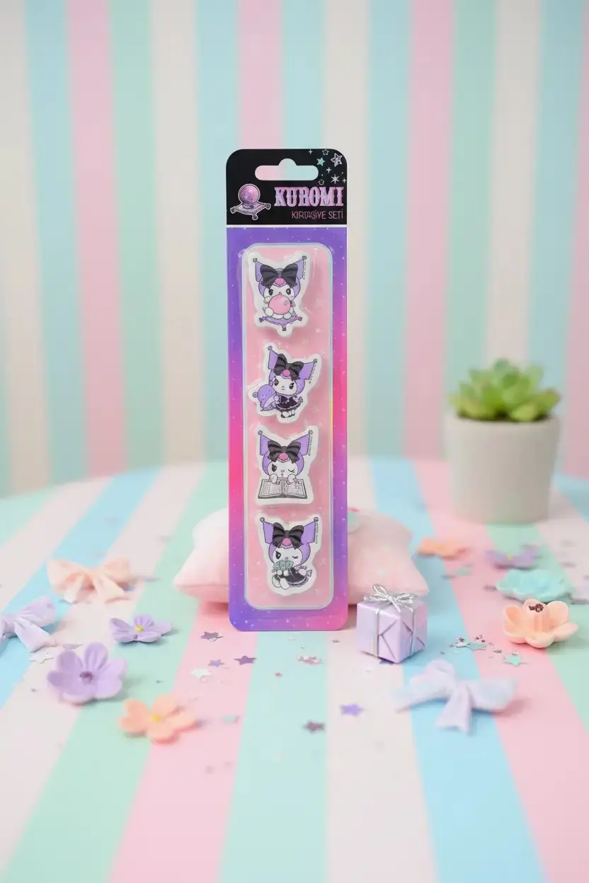 Timon Sanrio Lisanslı Kuromi Şekilli Silgi Seti – 4'lü Figür