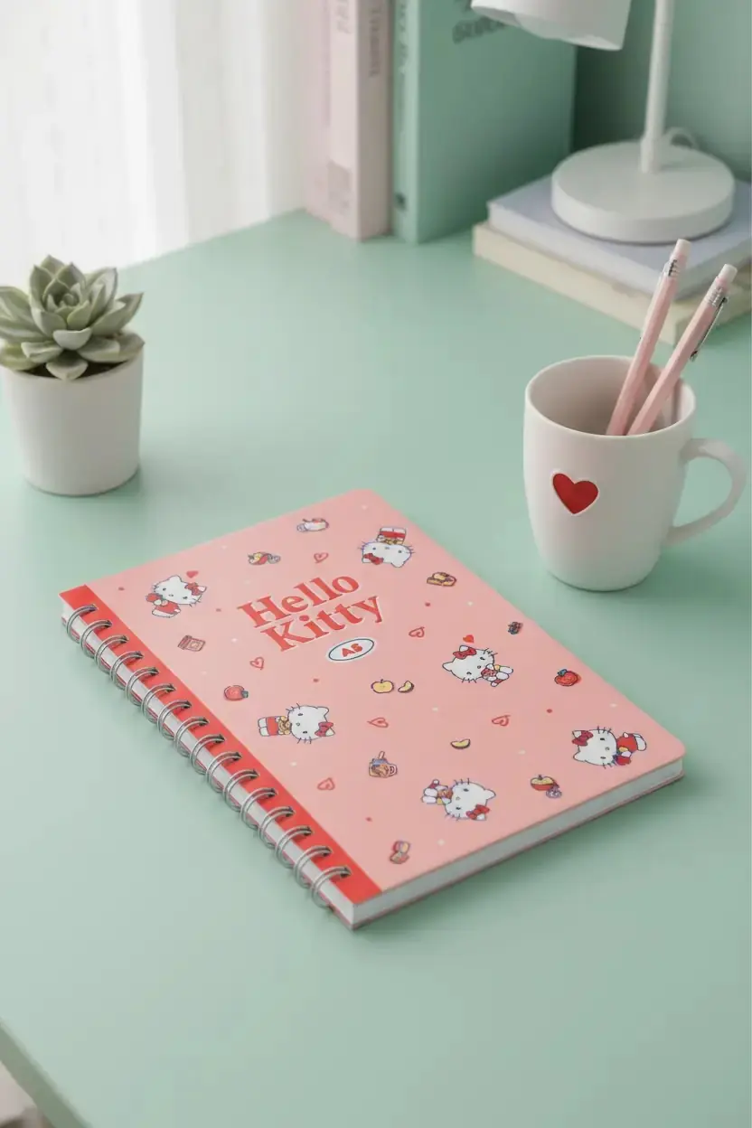 Sanrio Lisanslı Hello Kitty Retro Koleksiyonu A5 Spiral Telli 80 Sayfa Defter