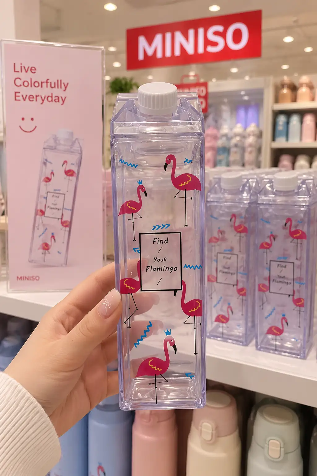 MyStyle Flamingo Mika Süt Şişesi 500 ml – Şeffaf Vidalı Kapaklı
