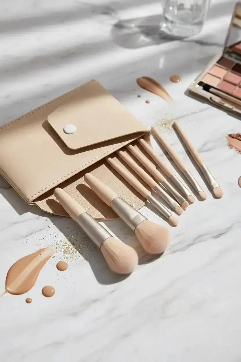 Miniso Lisanslı Taşınabilir Makyaj Fırçası Seti 8 Parça – Saklama Çantalı 18,5 Cm