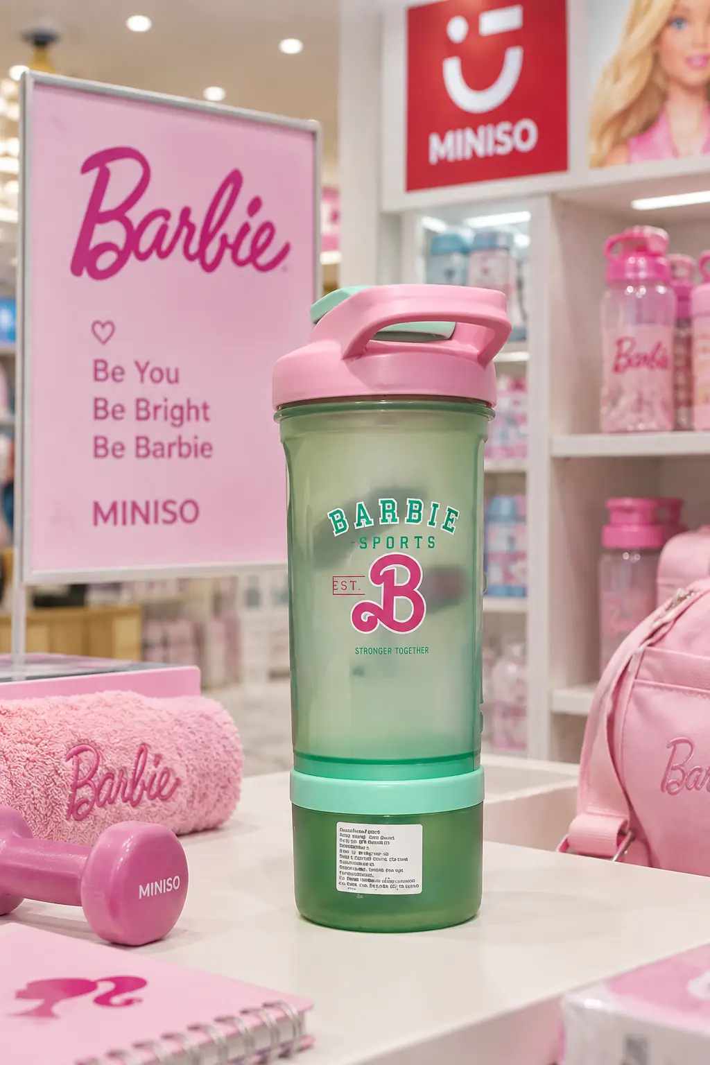 Barbie Lisanslı Shaker Şişesi Yeşil 650 Ml – Spor ve Günlük Kullanım 26 Cm