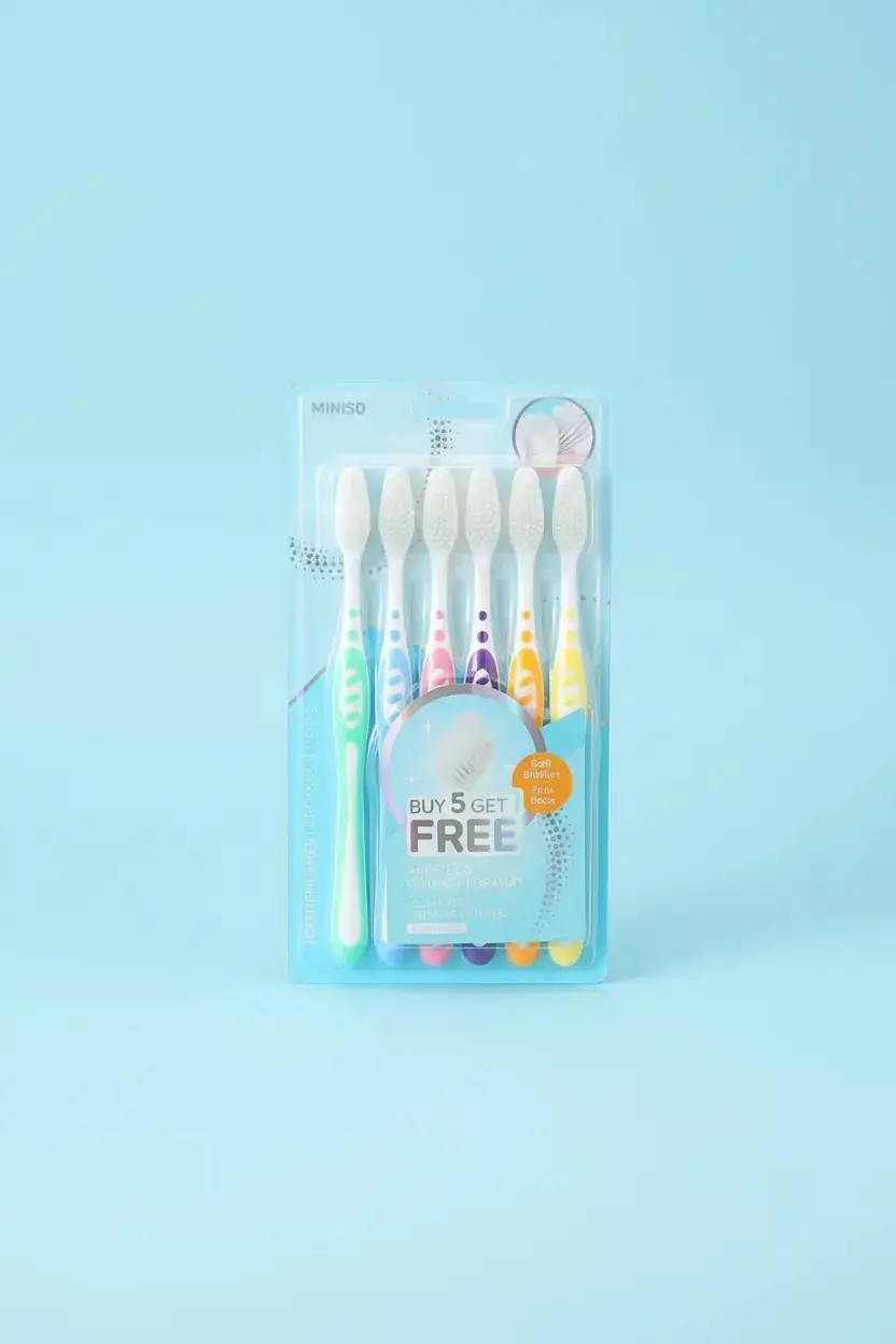 Miniso Lisanslı Derin Temizlik Diş Fırçası Seti 5+1 Bonus – Aile Boyu Ağız Bakımı