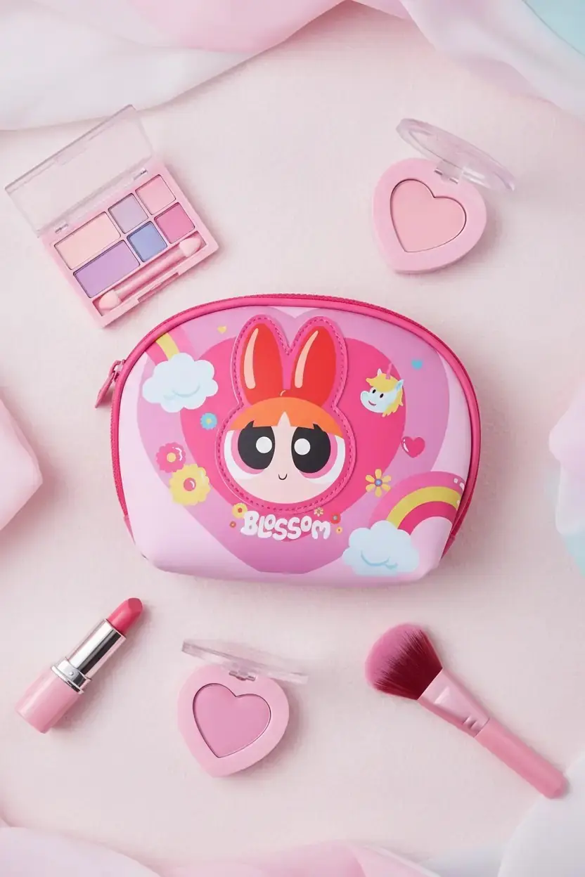 Powerpuff Girls Lisanslı Blossom Oval Kozmetik Çantası – Pembe 21 Cm