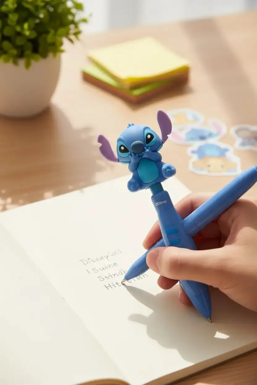 Disney Lisanslı Stitch Figürlü Tükenmez Kalem Akıcı Yazım 1.0mm 17,5 Cm
