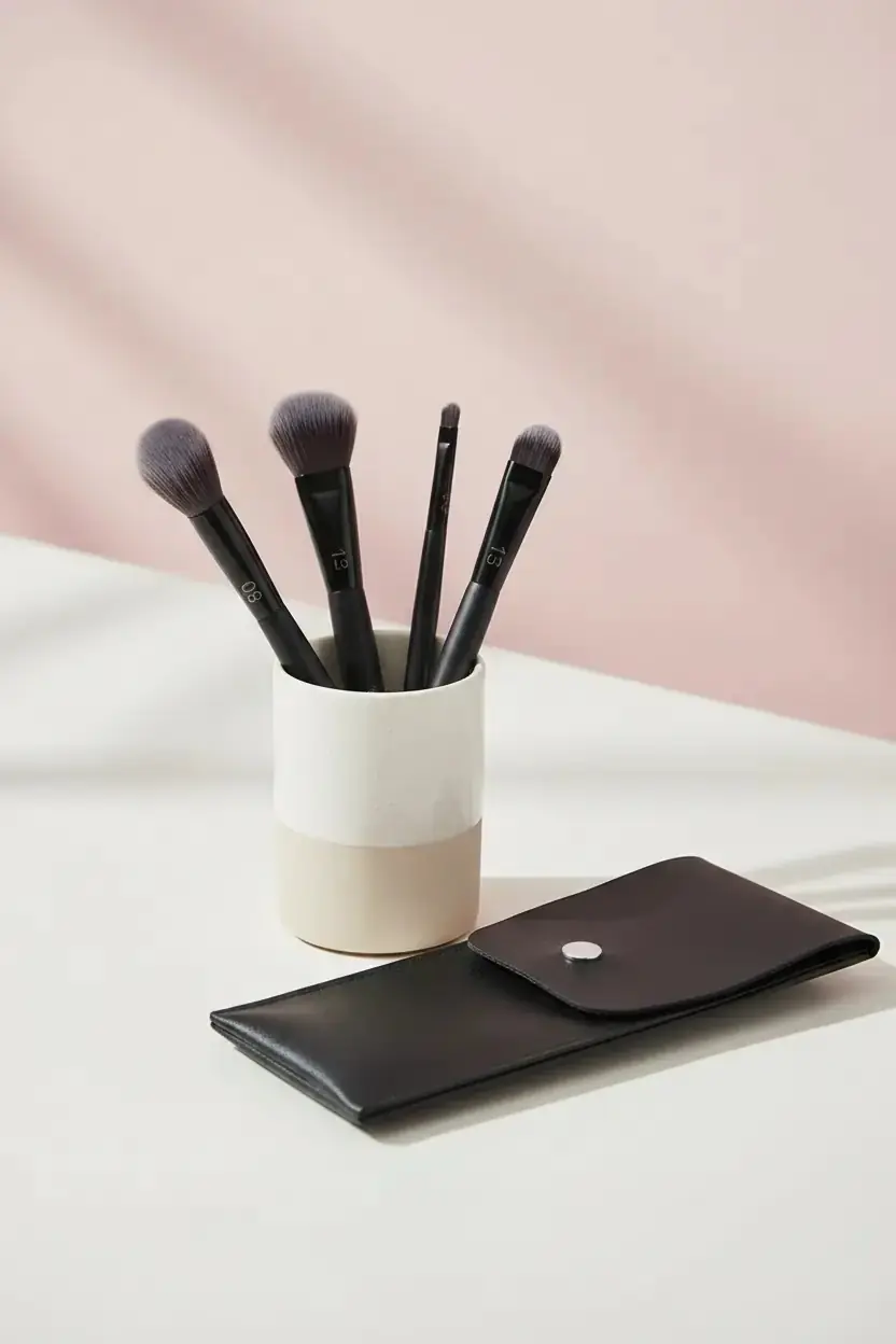 Miniso Lisanslı Black Gold Serisi Çantalı Göz Makyaj Fırçası Seti – 6 Parça