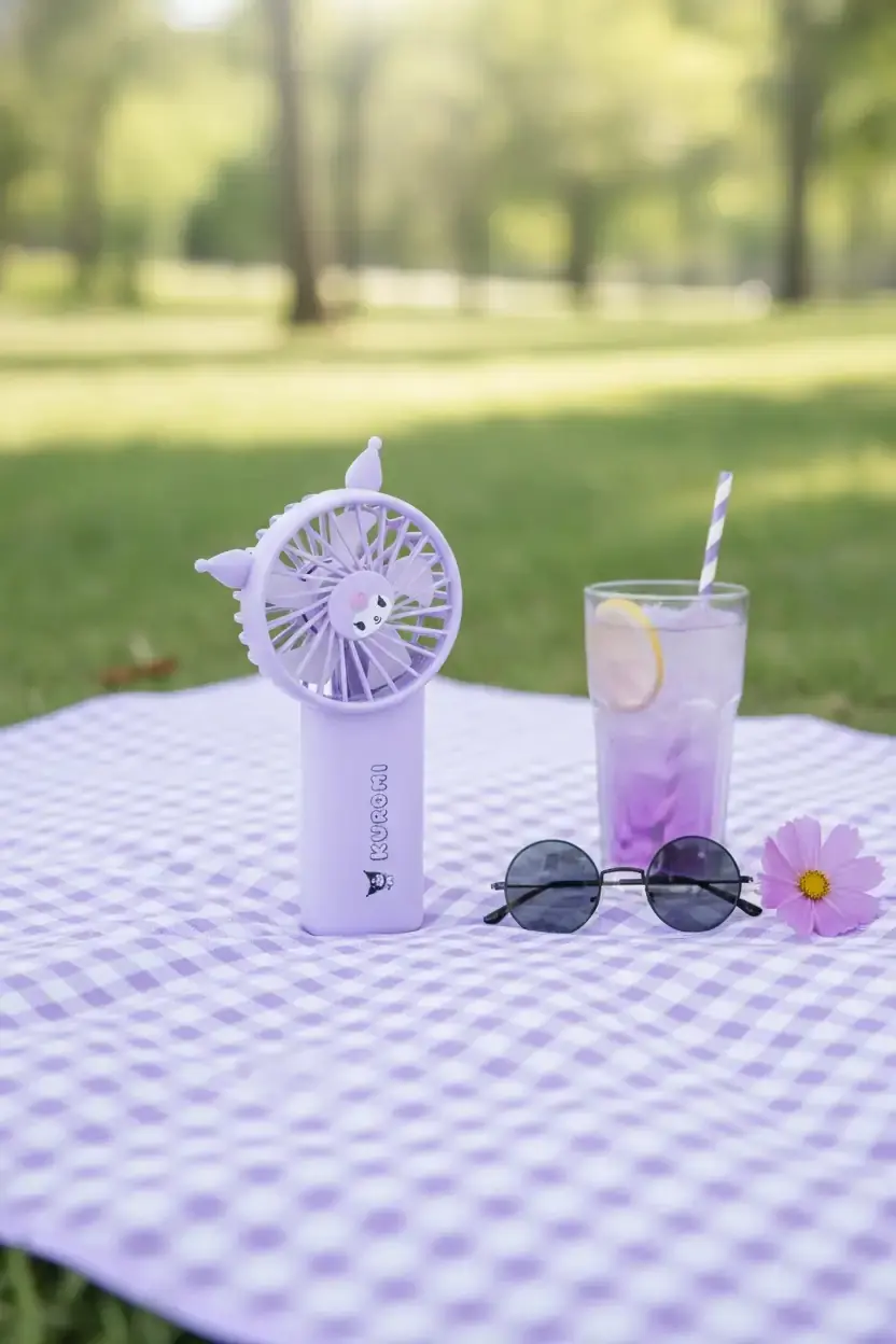 Sanrio Lisanslı Kuromi Mini Fan – 1800mAh Hafif Tasarım