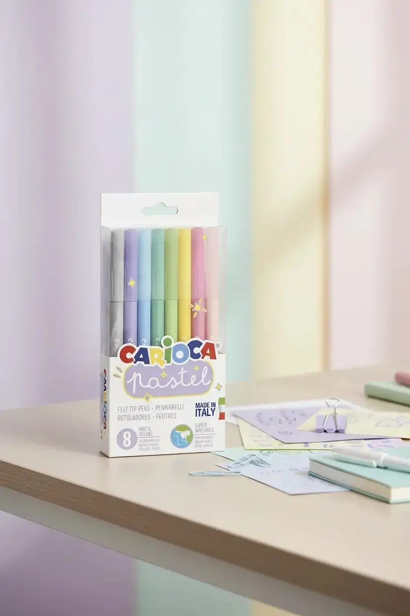 Carioca Pastel Süper Yıkanabilir Keçeli Kalem 8'li Set – Pastel Renkler