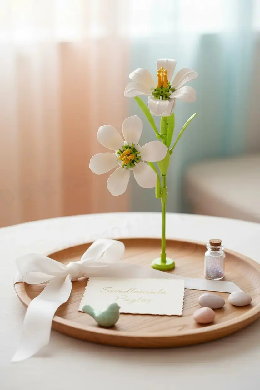 Miniso Lisanslı Lilyum Çiçek Figürlü Oyun Bloğu 96 Parça – Dekoratif Set