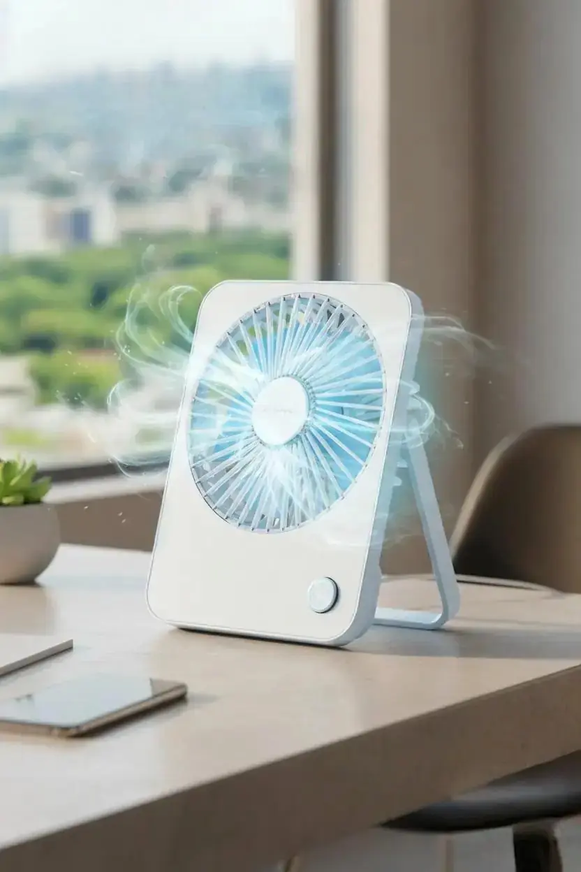 Miniso Lisanslı Makaron Serisi Katlanabilir Mini Fan Mavi – Şarj Edilebilir Taşınabilir Fan 17,8 Cm