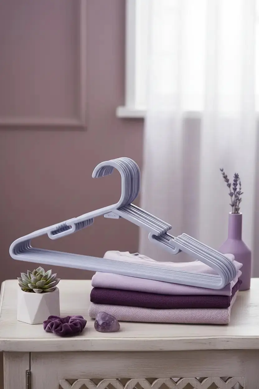 Miniso Lisanslı Kaymaz Elbise Askısı 10lu Paket – Mor Gardırop Dolap Düzenleyici