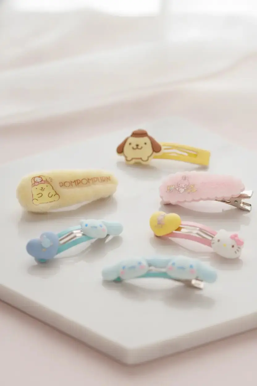 Sanrio Lisanslı Hello Kitty Parti Serisi 3'lü Toka Seti – Renkli ve Şık Tasarım 12 Cm