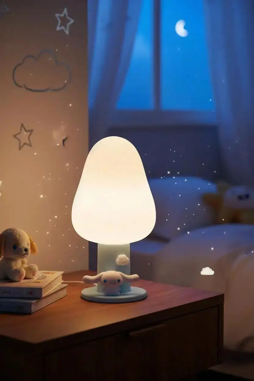 Sanrio Lisanslı Cinnamoroll LED Gece Lambası – Yumuşak Işıklı Mantar 10,5 Cm