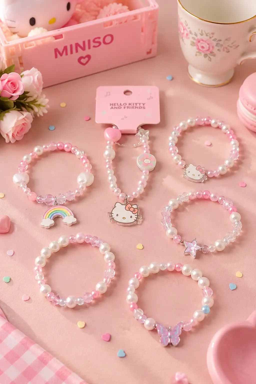 Sanrio Lisanslı Boncuklu Saç Lastiği Hello Kitty 8,5 Cm