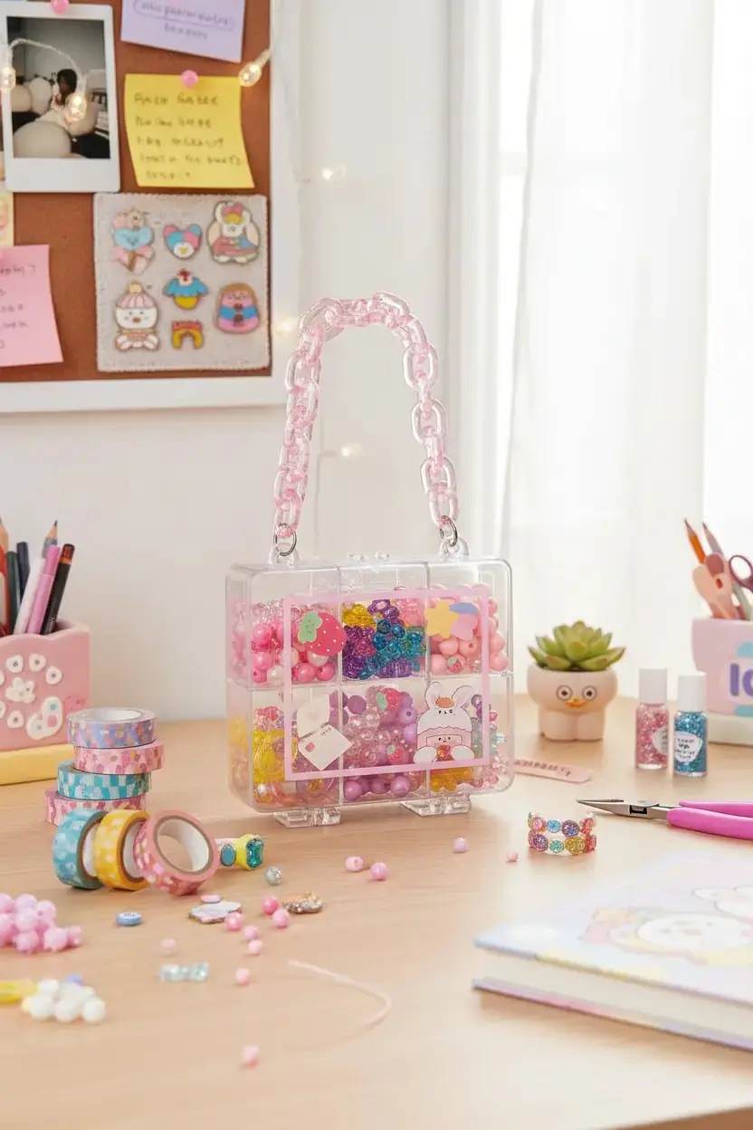 Miniso Lisanslı 6 Bölmeli Kendin Yap Takı Seti – Çocuklar İçin Eğlenceli Aktivite 19.5 Cm