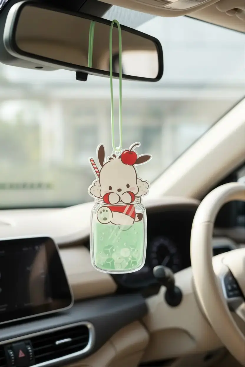 Sanrio Lisanslı Pochacco Renkli Yaz Serisi Araba Kolye Ucu – Dikiz Aynası Aksesuarı