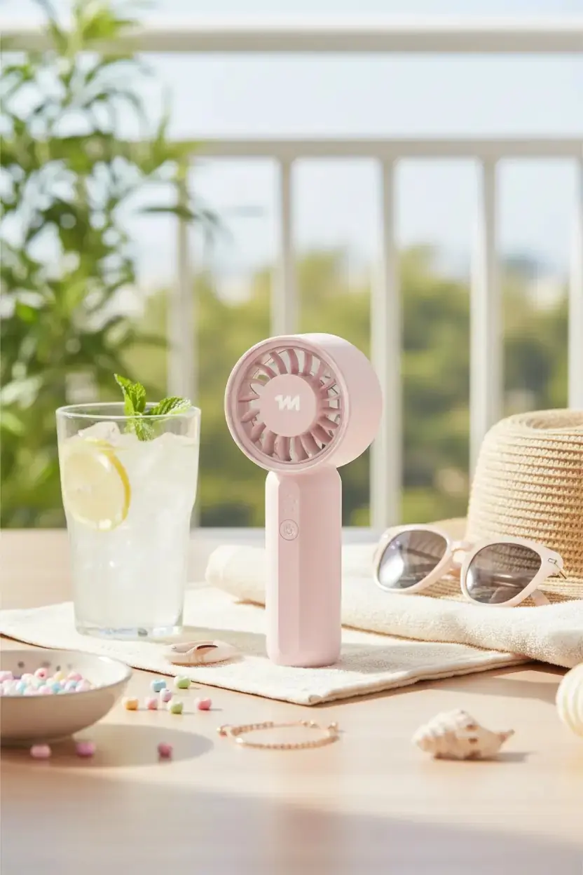 Miniso Lisanslı Ultra Mini 1200mAh El Tipi Vantilatör Pembe – Yüksek Hızlı Serinlik